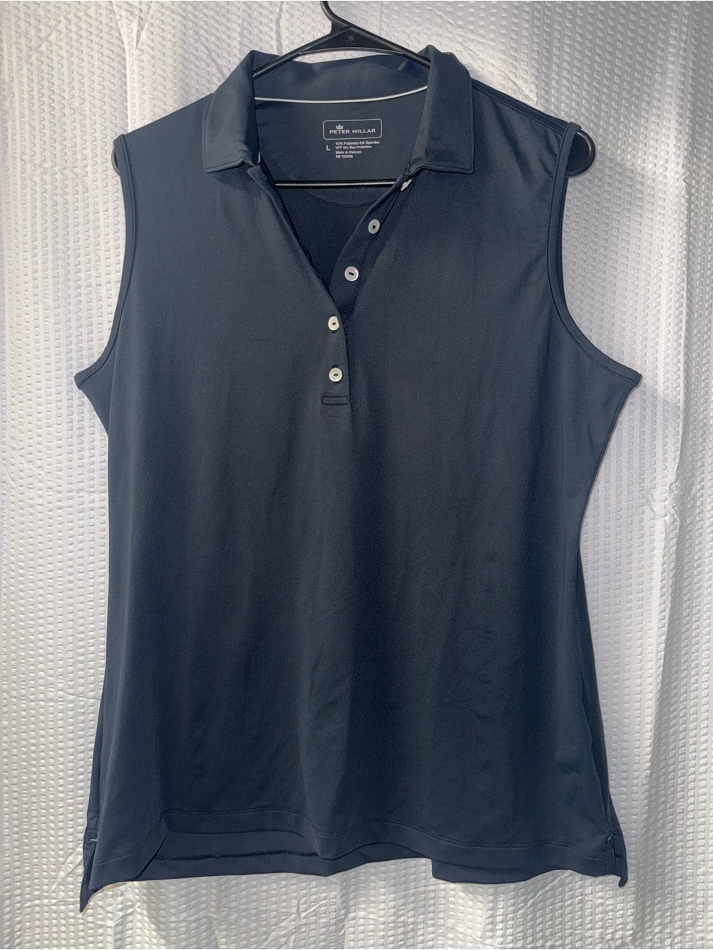 Peter Millar Women's Banded Sport Mesh Sleeveless Button Polo Size L